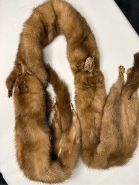 Vintage Mink 3 Full Pelt Stole/Wrap/Collar 60”